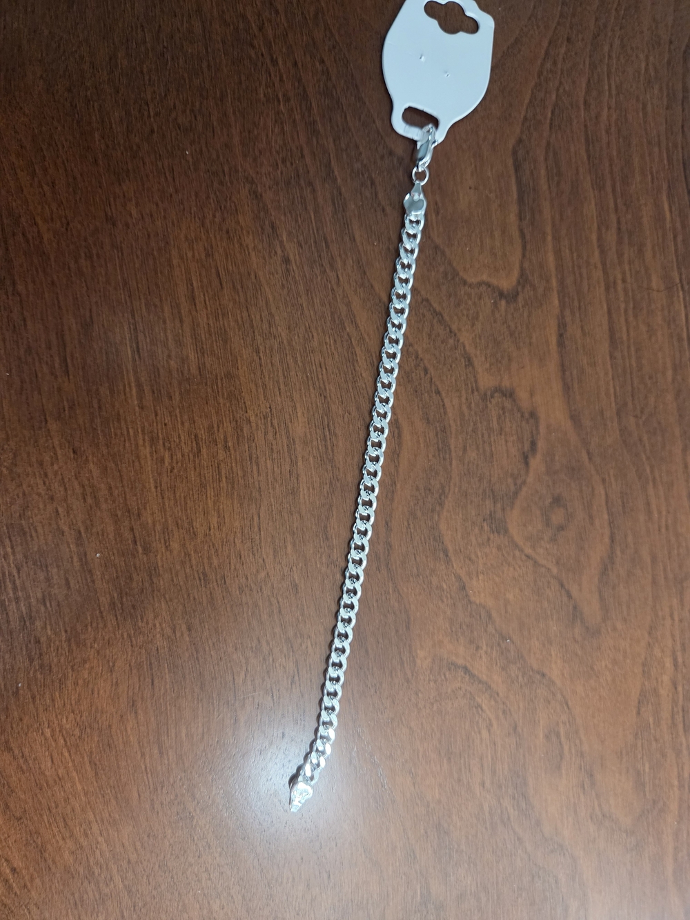 Silver Plated Chain Bracelet - Polished Cuban Link